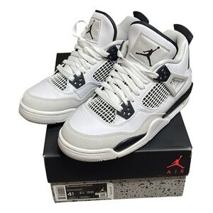 Air Jordan 4 Retro GS White Black Neutral Grey Youth Sneakers Size 4.5Y